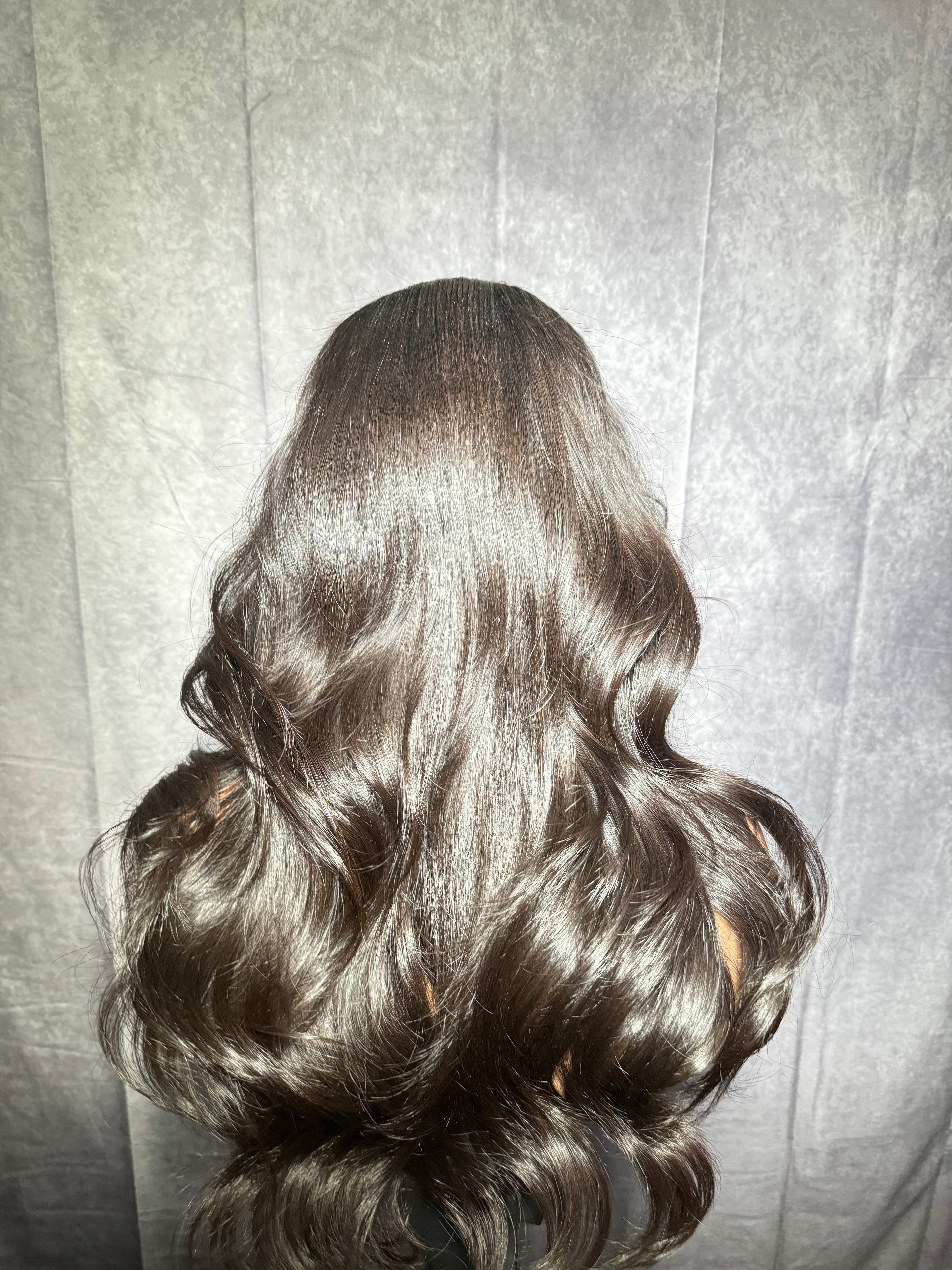 Noir Middle Part Curly Ready To Wear Glueless Wig VIRGIN