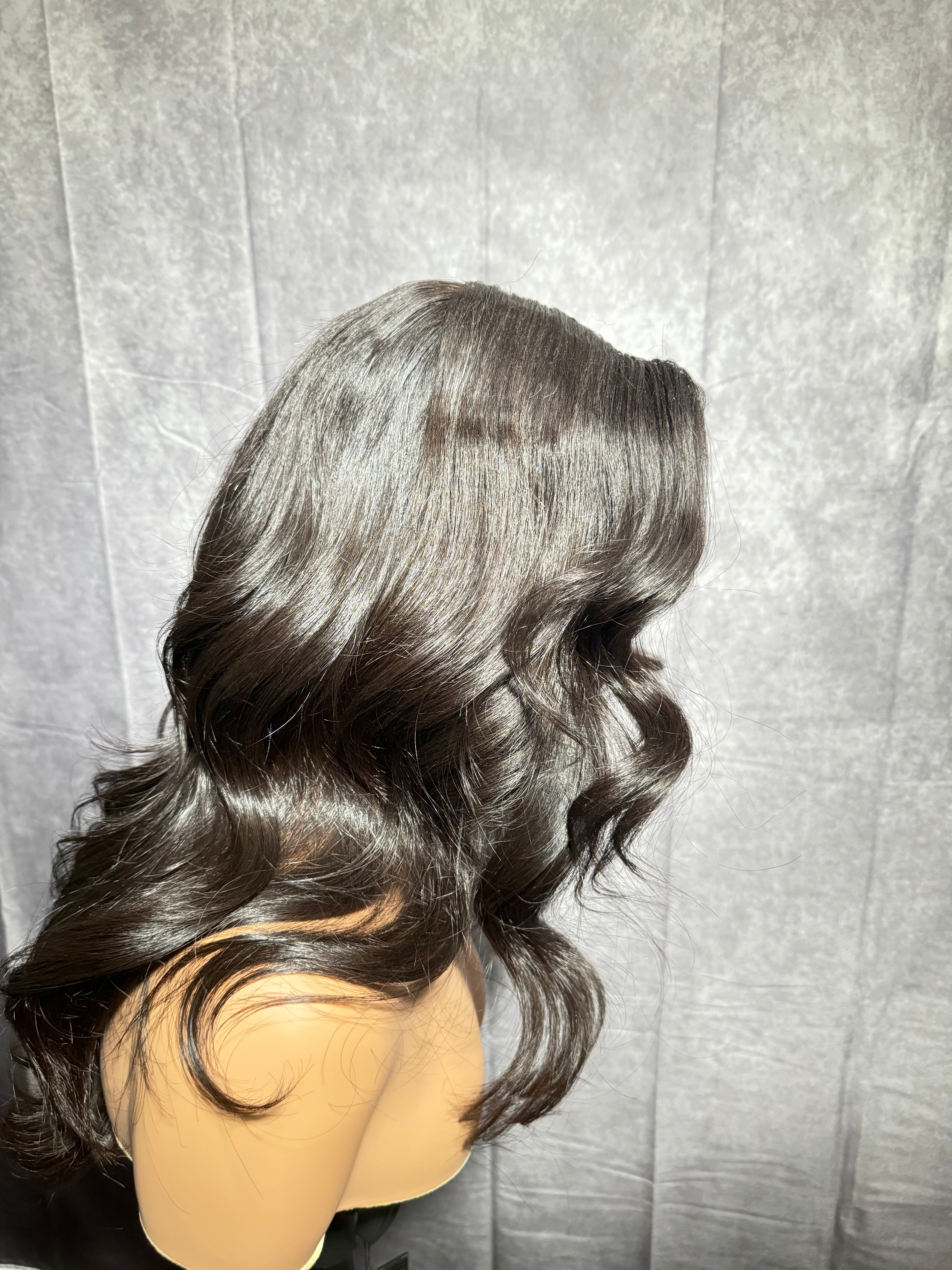 Noir Middle Part Curly Ready To Wear Glueless Wig VIRGIN